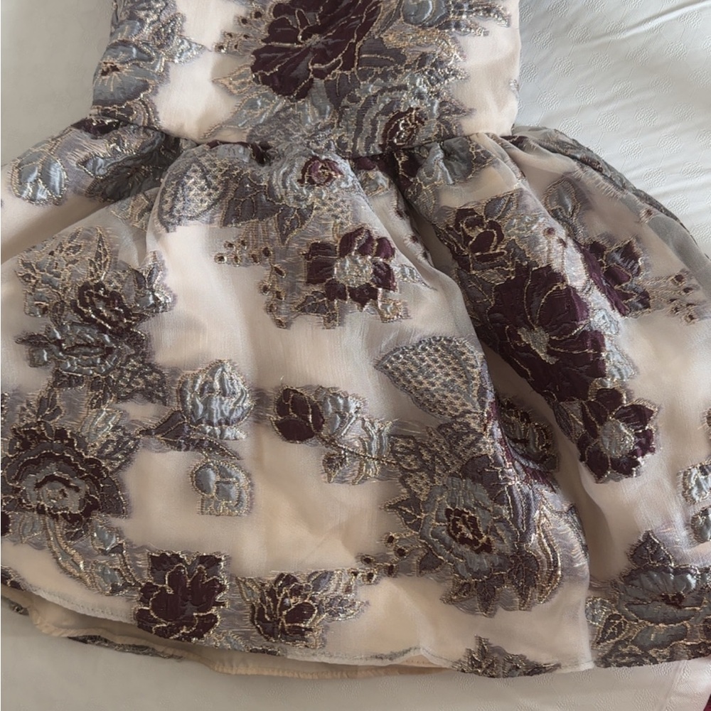 Rare Editions Burgundy and Gold Floral Dress
